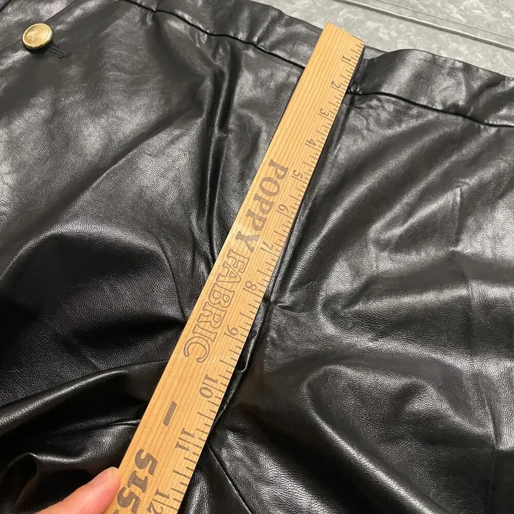 NWOT Michael Kors Faux Leather Pants Womens 12 Black Gold Buttons